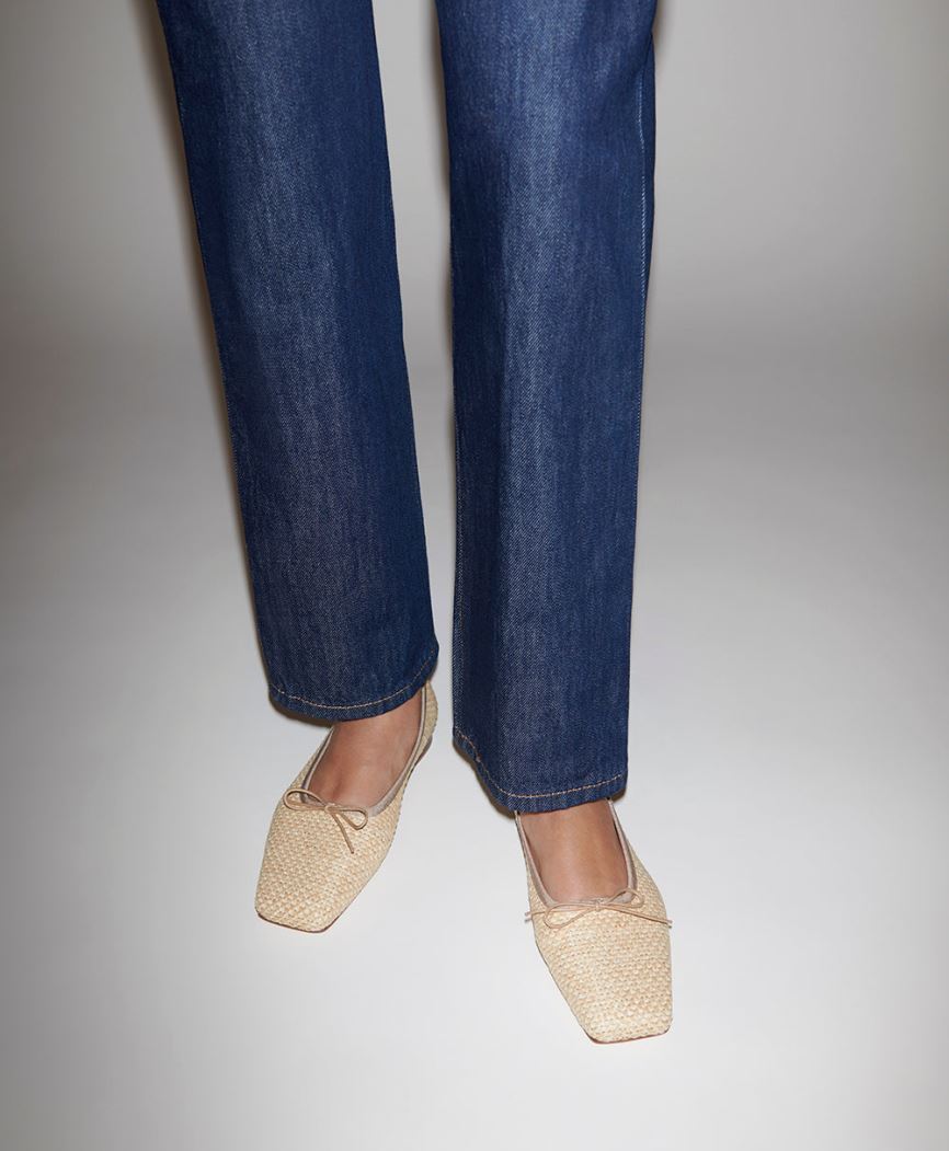Baletki Damskie Mansur Gavriel Square Metalowym Ballerina Beżowe | 218-WMJLGH