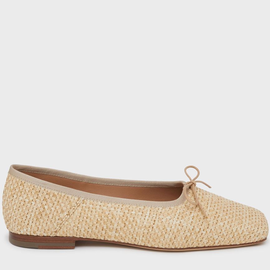 Baletki Damskie Mansur Gavriel Square Metalowym Ballerina Beżowe | 218-WMJLGH