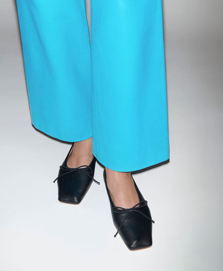 Baletki Damskie Mansur Gavriel Square Metalowym Ballerina Czarne | 264-DLGURX
