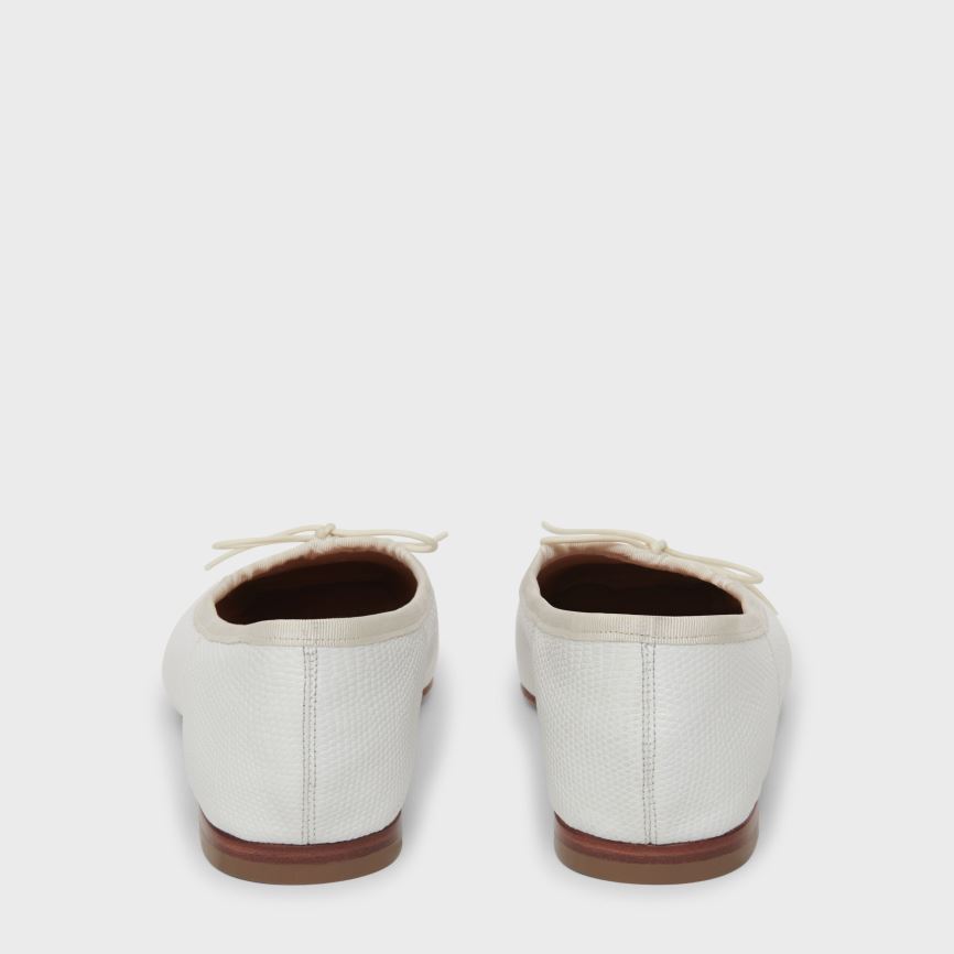 Baletki Damskie Mansur Gavriel Square Metalowym Ballerina Białe | 462-VCGUEO