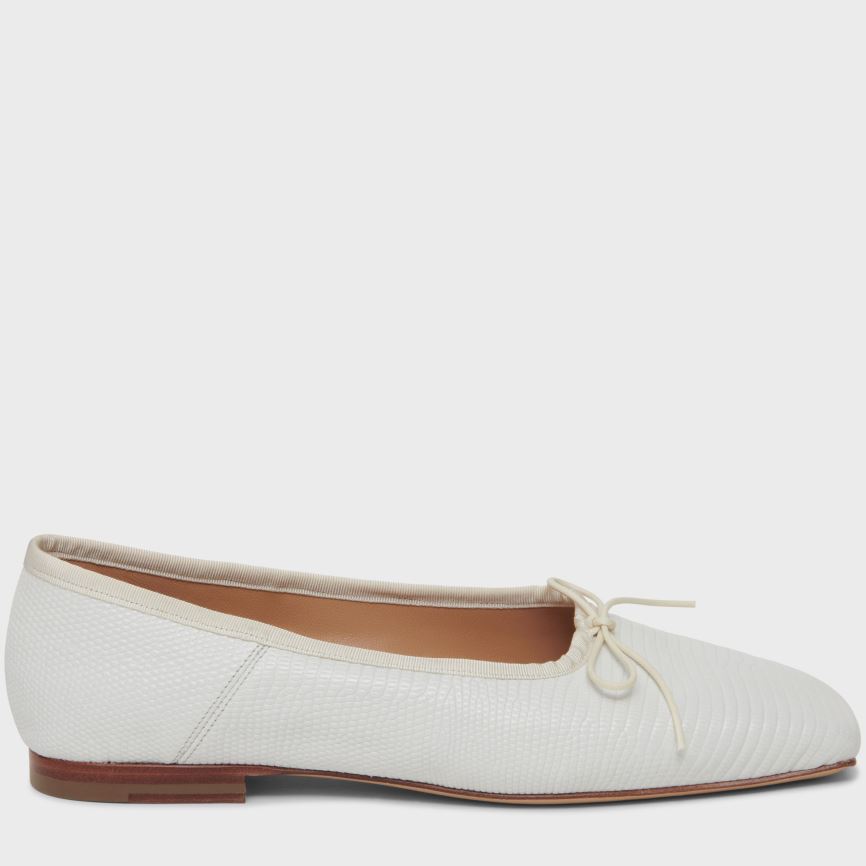 Baletki Damskie Mansur Gavriel Square Metalowym Ballerina Białe | 462-VCGUEO