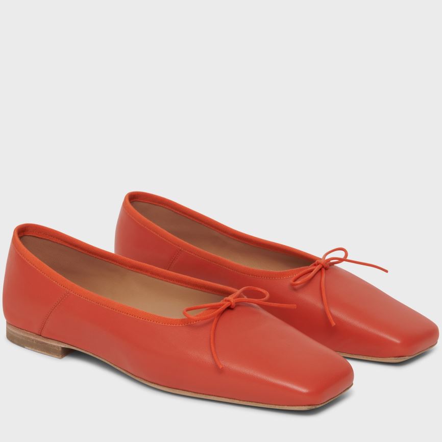 Baletki Damskie Mansur Gavriel Square Metalowym Ballerina Pomarańczowe | 724-UGYJME
