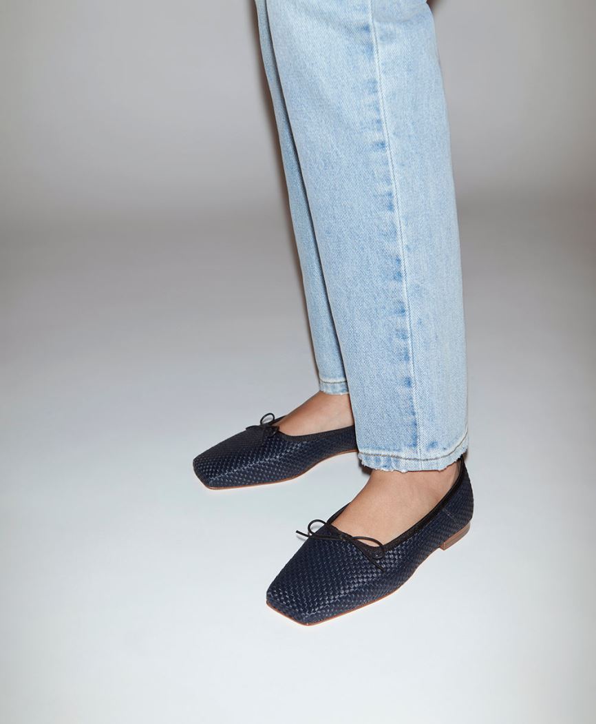 Baletki Damskie Mansur Gavriel Square Metalowym Ballerina Czarne | 782-EBZUAI