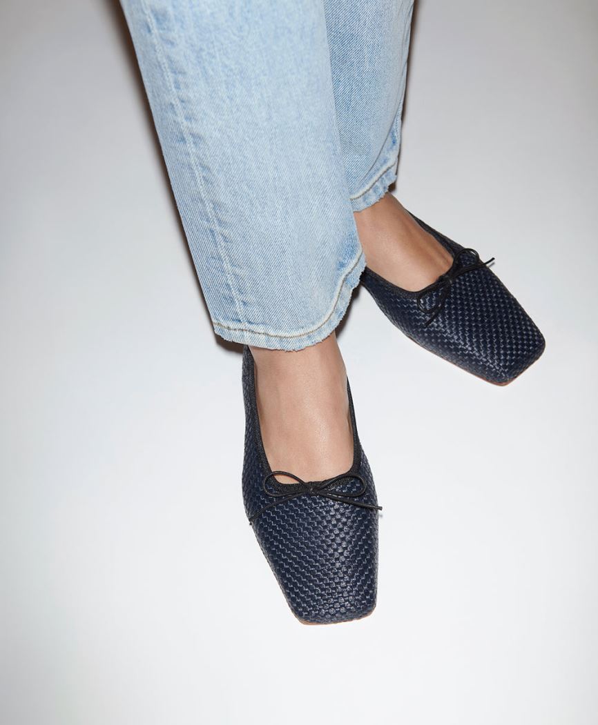 Baletki Damskie Mansur Gavriel Square Metalowym Ballerina Czarne | 782-EBZUAI