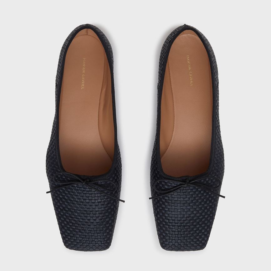 Baletki Damskie Mansur Gavriel Square Metalowym Ballerina Czarne | 782-EBZUAI