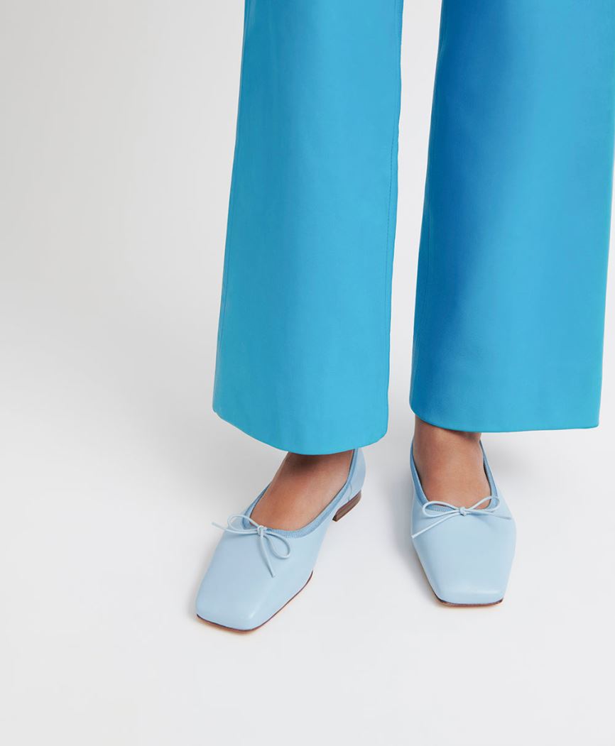 Baletki Damskie Mansur Gavriel Square Metalowym Ballerina Głęboka Niebieskie | 846-ATPHUZ