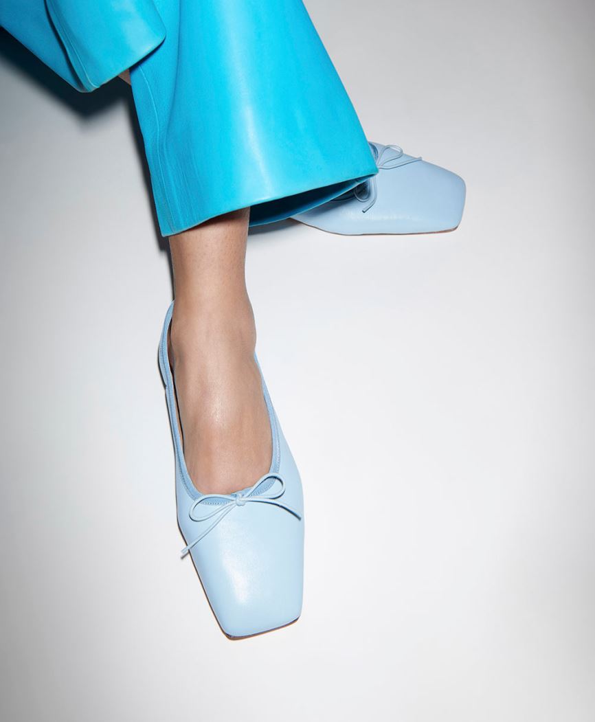 Baletki Damskie Mansur Gavriel Square Metalowym Ballerina Głęboka Niebieskie | 846-ATPHUZ