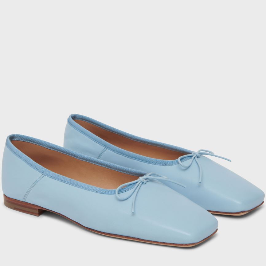 Baletki Damskie Mansur Gavriel Square Metalowym Ballerina Głęboka Niebieskie | 846-ATPHUZ