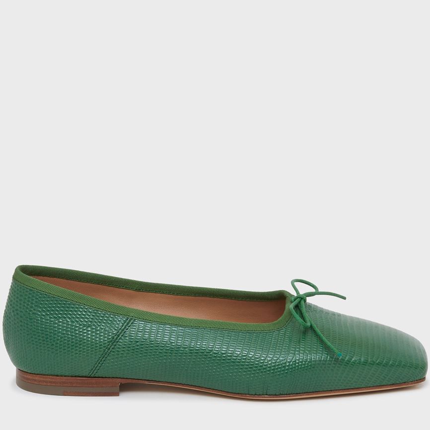 Baletki Damskie Mansur Gavriel Square Metalowym Ballerina Zielone | 921-GTMQEX