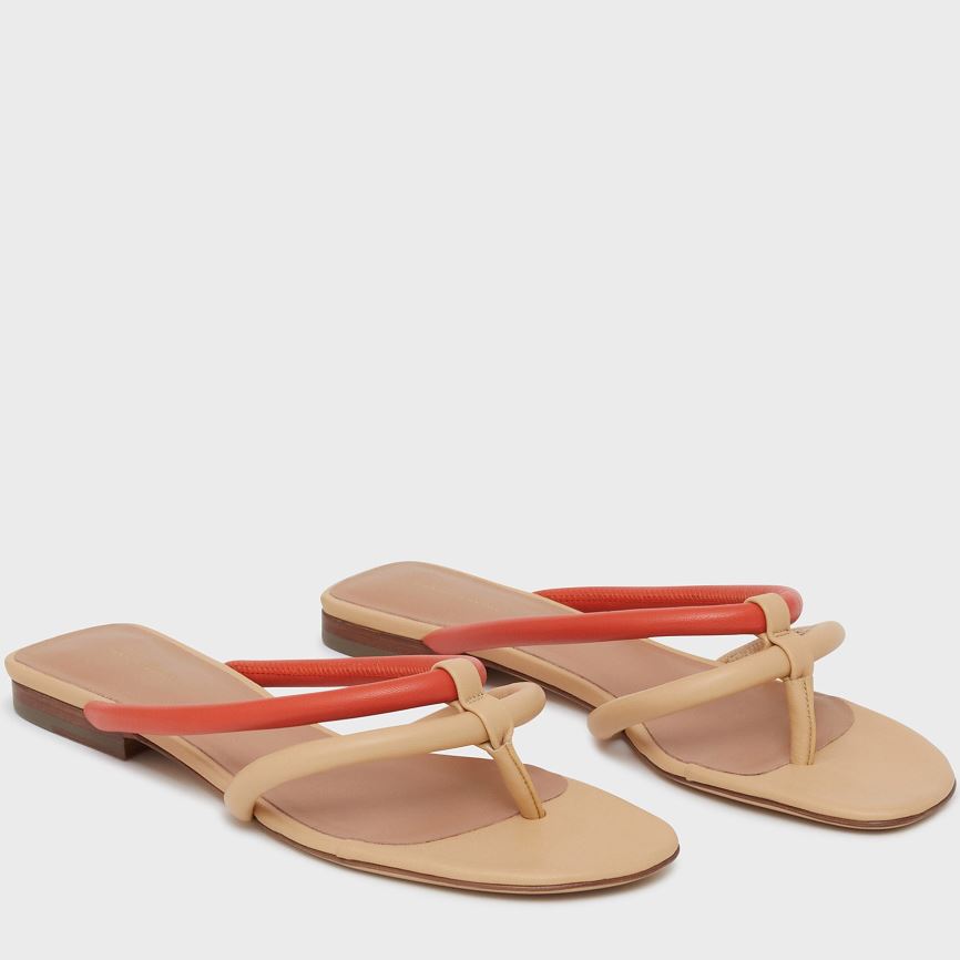 Japonki Damskie Mansur Gavriel Filo Beżowe Pomarańczowe | 728-NLJDRK