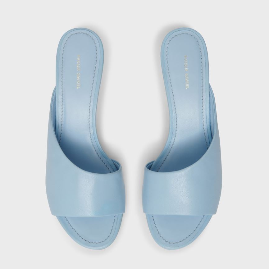 Mules Buty Damskie Mansur Gavriel Kitten Open Metalowym Głęboka Niebieskie | 392-PKYDAO