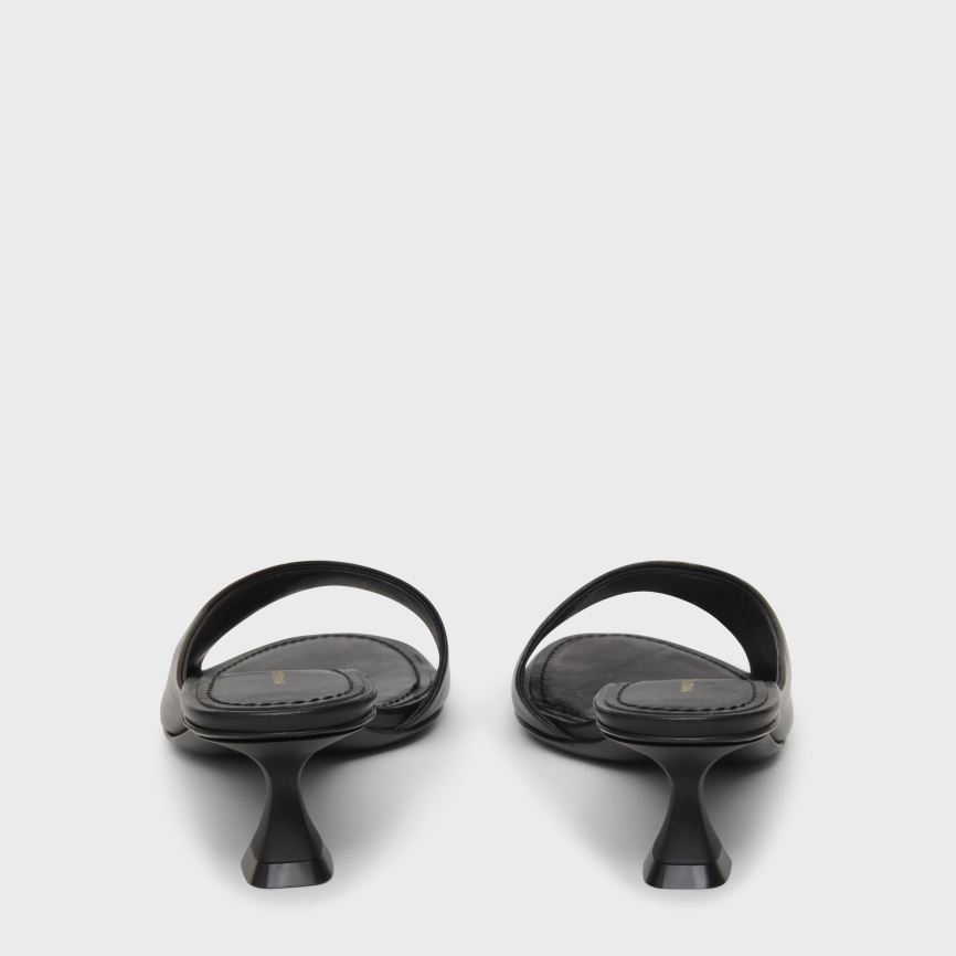 Mules Buty Damskie Mansur Gavriel Kitten Open Metalowym Czarne | 458-TNBRSC