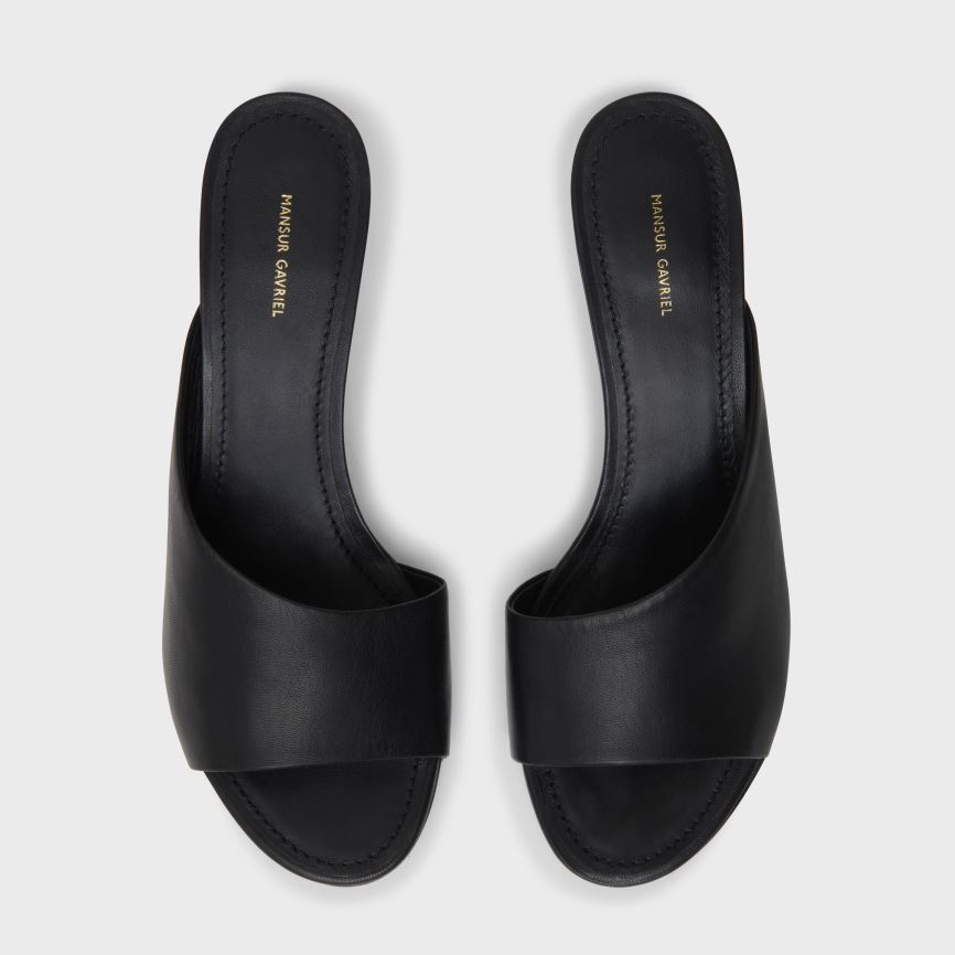 Mules Buty Damskie Mansur Gavriel Kitten Open Metalowym Czarne | 458-TNBRSC