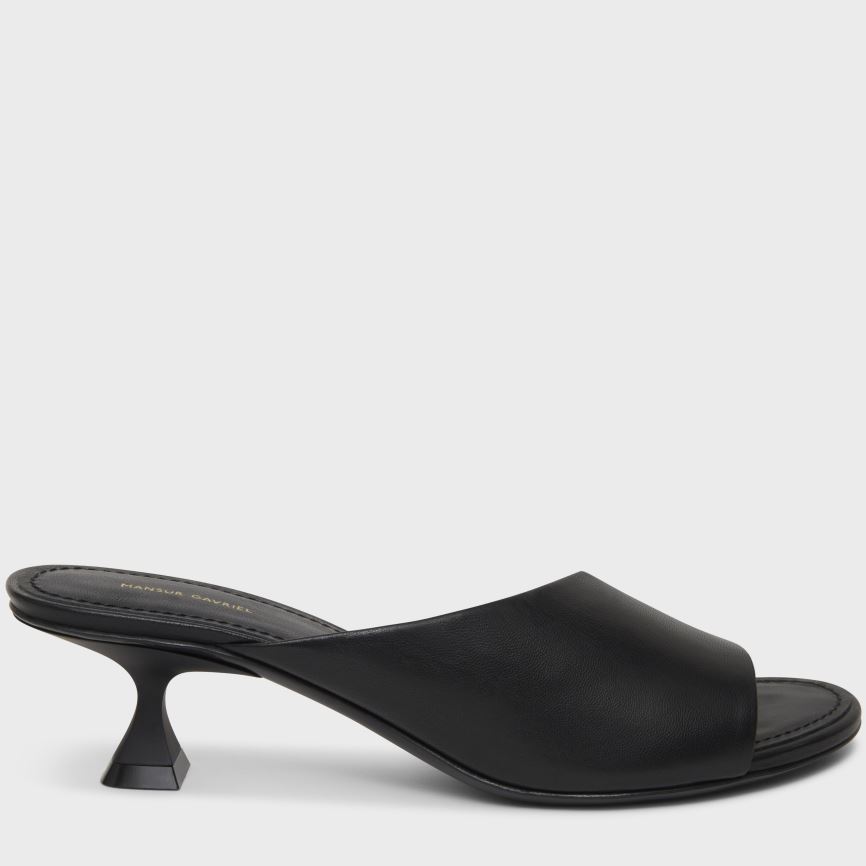 Mules Buty Damskie Mansur Gavriel Kitten Open Metalowym Czarne | 458-TNBRSC
