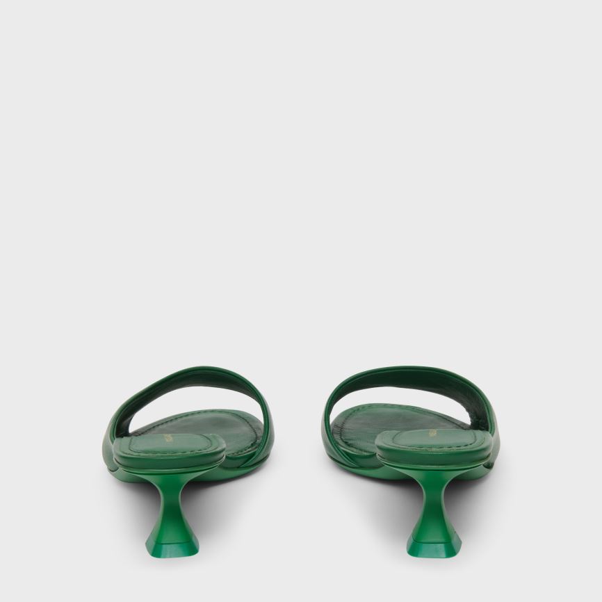 Mules Buty Damskie Mansur Gavriel Kitten Open Metalowym Zielone | 682-NAMUZX