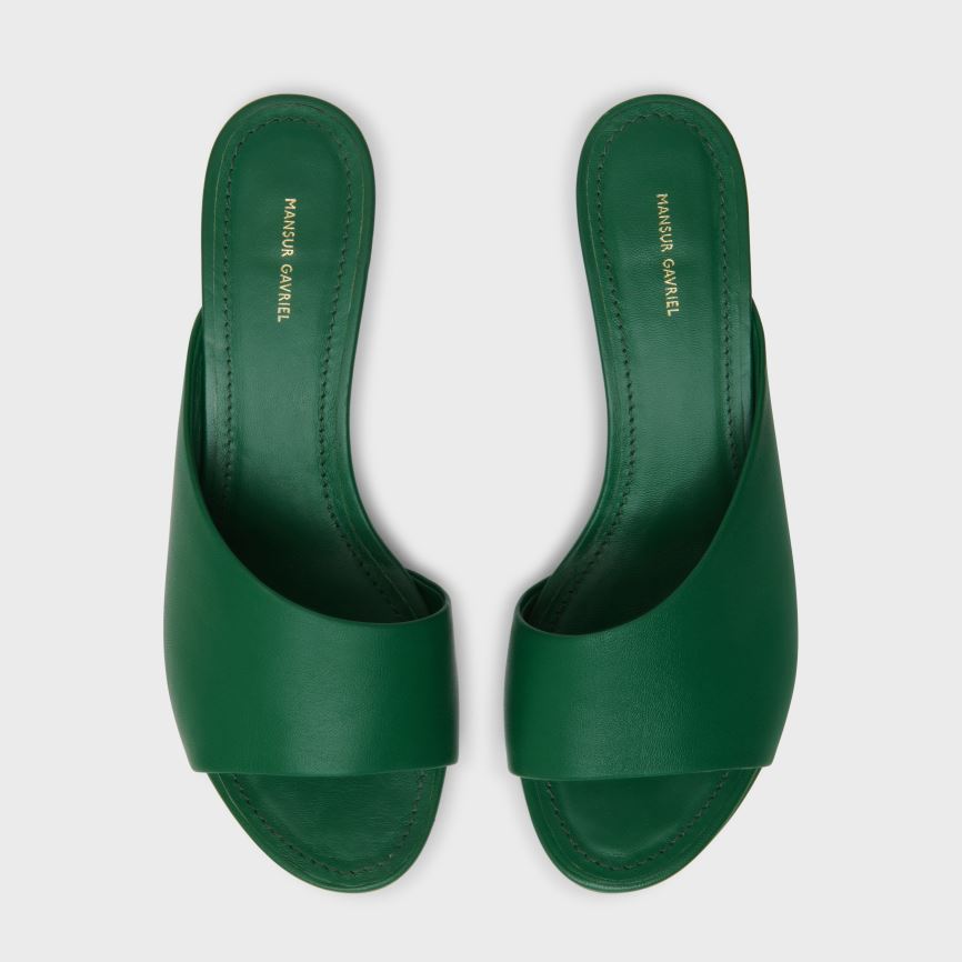 Mules Buty Damskie Mansur Gavriel Kitten Open Metalowym Zielone | 682-NAMUZX