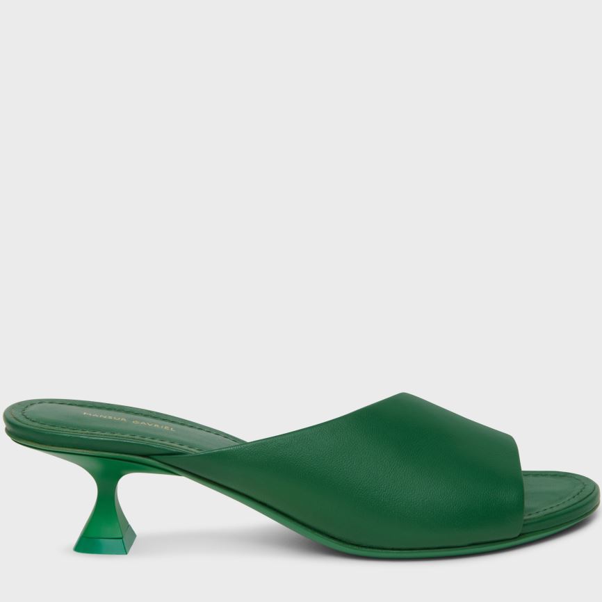 Mules Buty Damskie Mansur Gavriel Kitten Open Metalowym Zielone | 682-NAMUZX