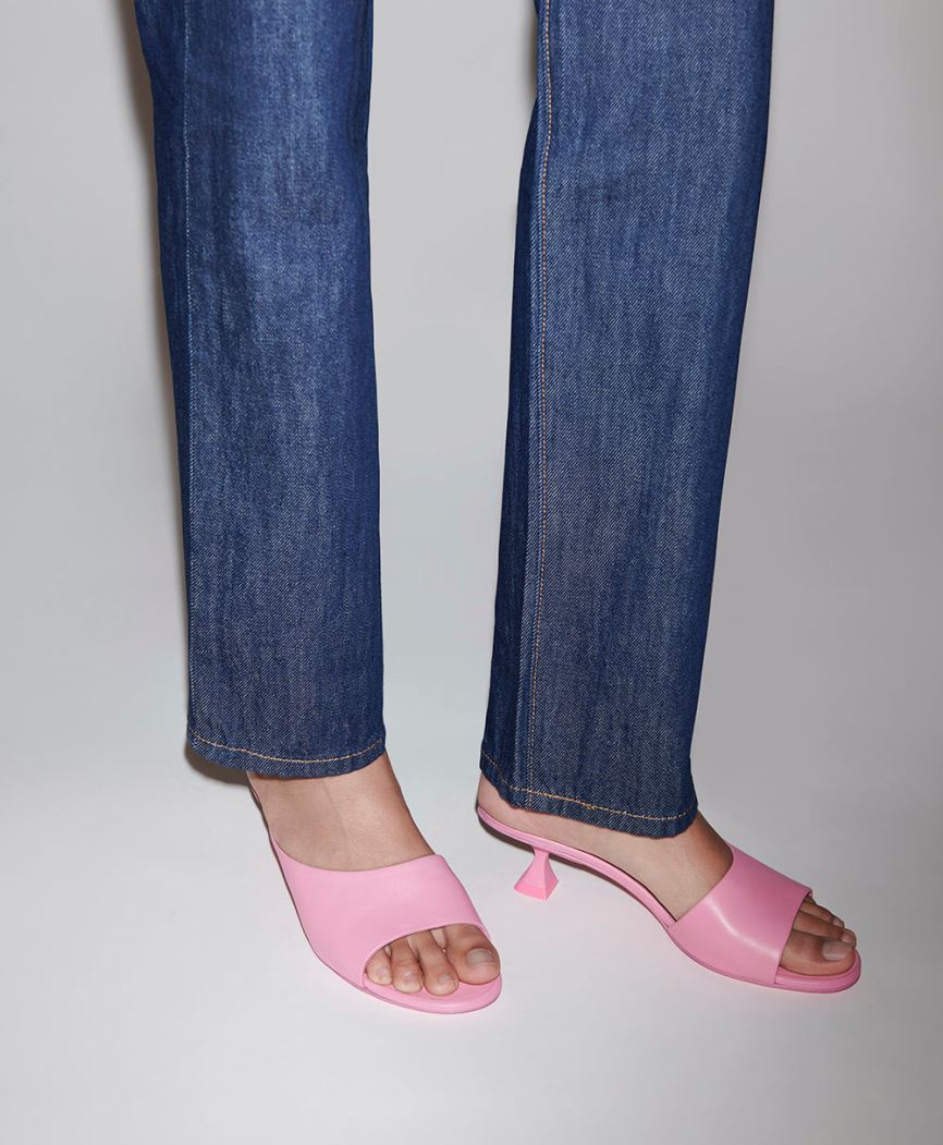 Mules Buty Damskie Mansur Gavriel Kitten Open Metalowym Różowe | 846-OXEPLD
