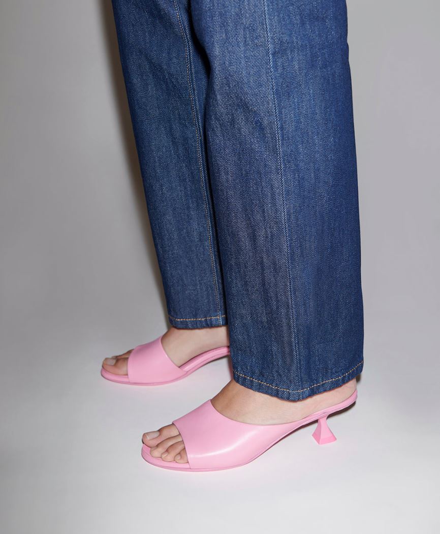 Mules Buty Damskie Mansur Gavriel Kitten Open Metalowym Różowe | 846-OXEPLD