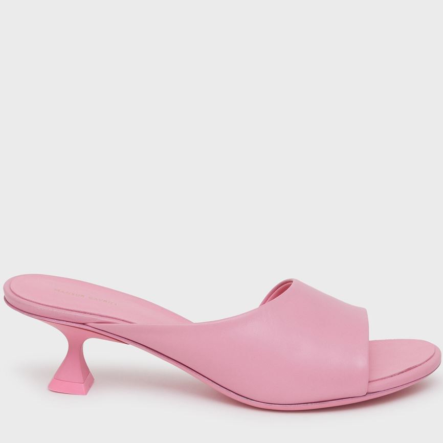 Mules Buty Damskie Mansur Gavriel Kitten Open Metalowym Różowe | 846-OXEPLD