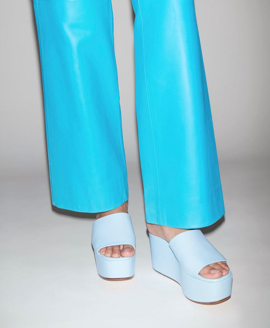 Mules Buty Damskie Mansur Gavriel Platformie Głęboka Niebieskie | 249-NXYHIF