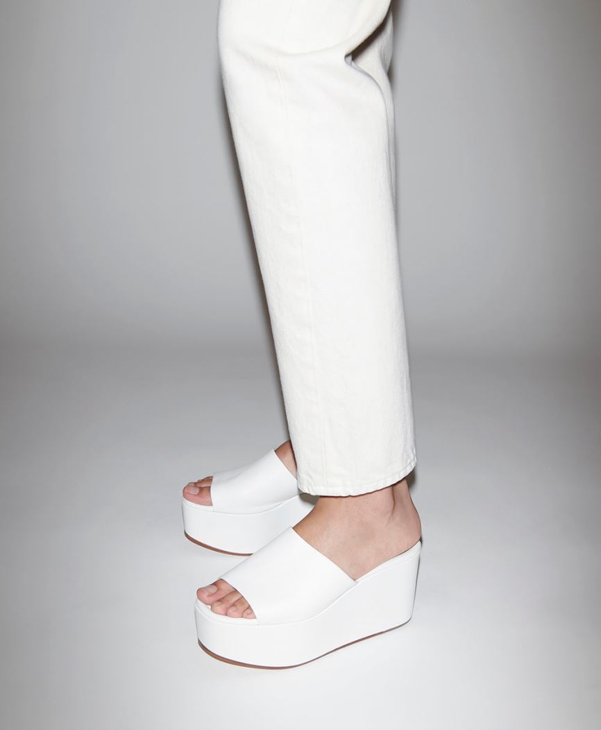 Mules Buty Damskie Mansur Gavriel Platformie Białe | 613-PTWMNF