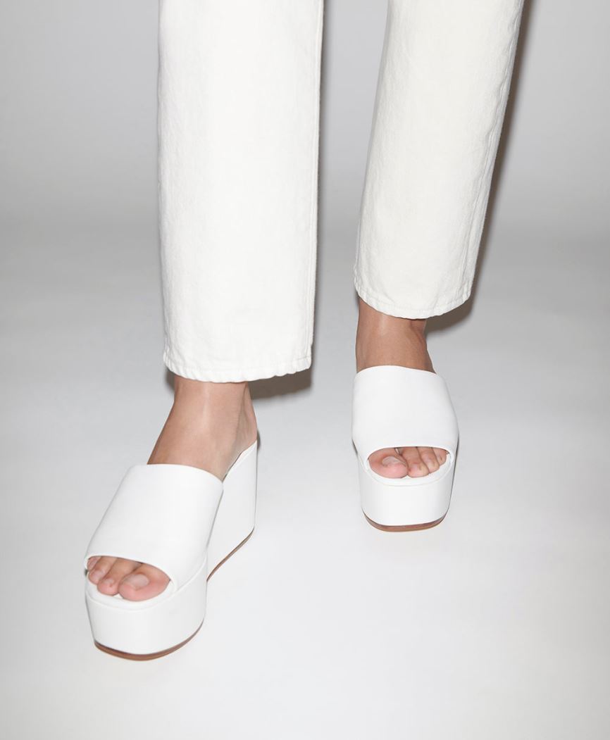 Mules Buty Damskie Mansur Gavriel Platformie Białe | 613-PTWMNF