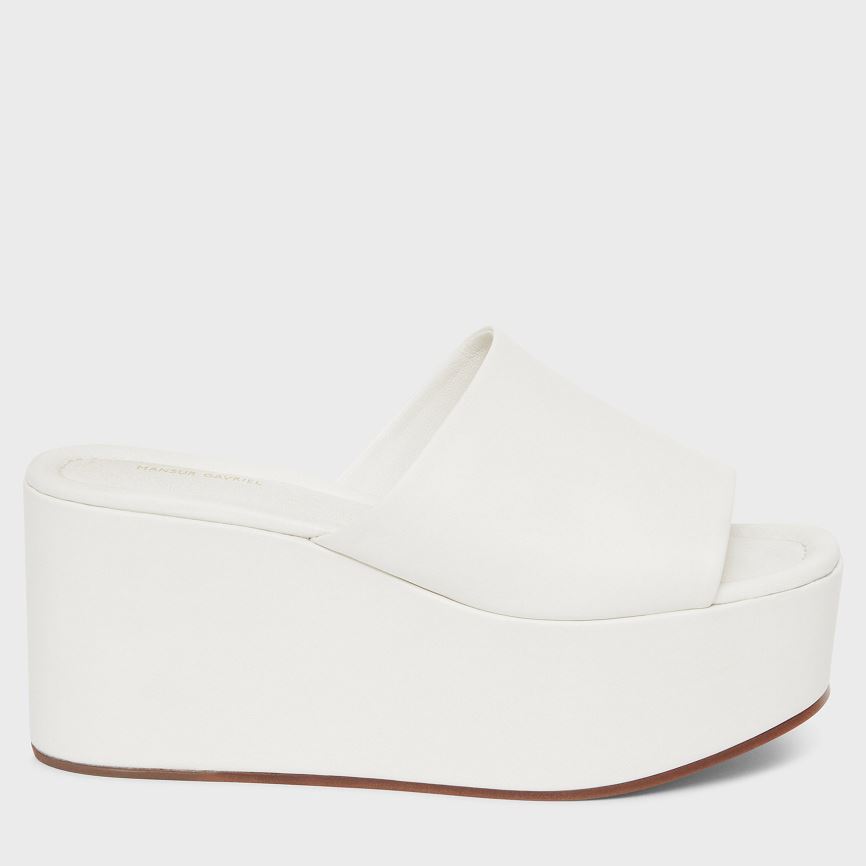 Mules Buty Damskie Mansur Gavriel Platformie Białe | 613-PTWMNF