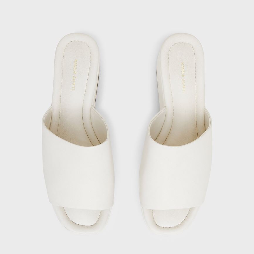Mules Buty Damskie Mansur Gavriel Platformie Białe | 613-PTWMNF