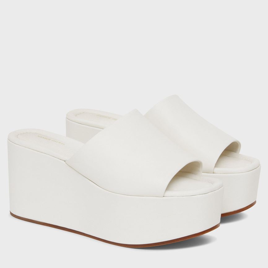 Mules Buty Damskie Mansur Gavriel Platformie Białe | 613-PTWMNF