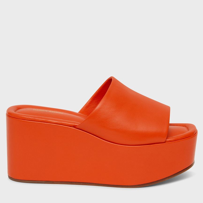 Mules Buty Damskie Mansur Gavriel Platformie Pomarańczowe | 764-QMUZFK