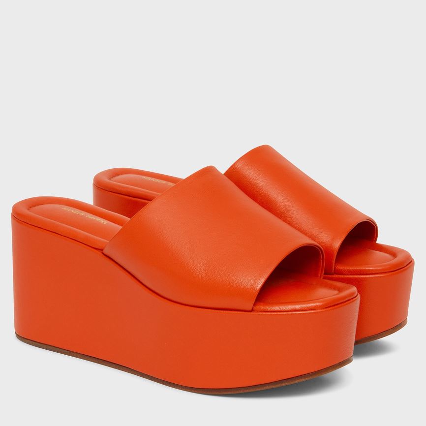 Mules Buty Damskie Mansur Gavriel Platformie Pomarańczowe | 764-QMUZFK