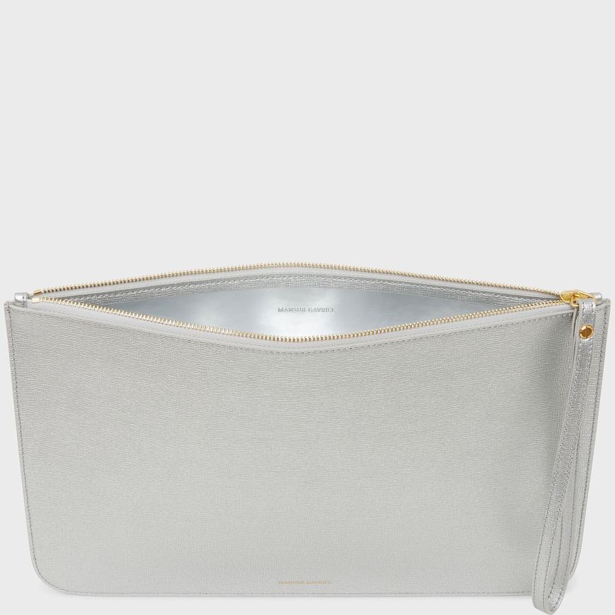 Portfele Damskie Mansur Gavriel Large Zip Pouch Srebrne | 120-CIPSVU