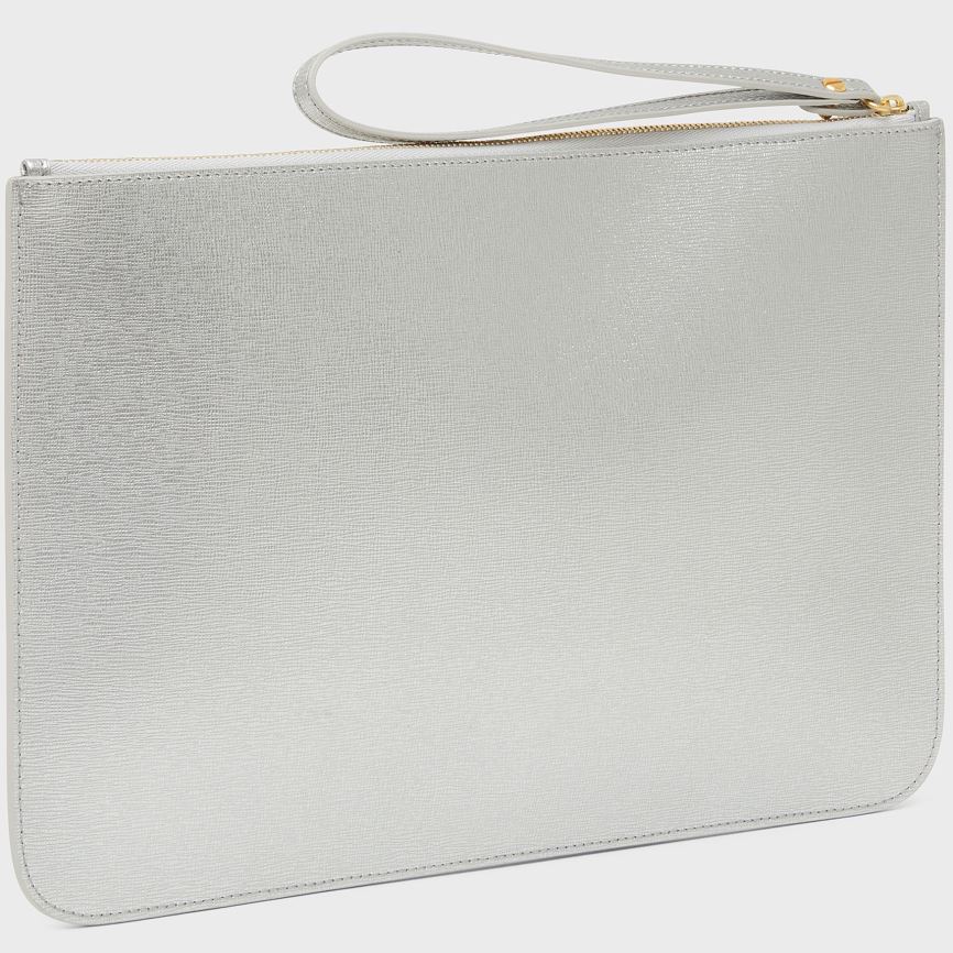 Portfele Damskie Mansur Gavriel Large Zip Pouch Srebrne | 120-CIPSVU