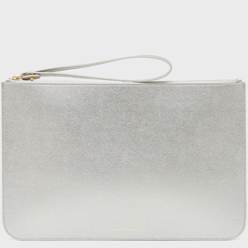 Portfele Damskie Mansur Gavriel Large Zip Pouch Srebrne | 120-CIPSVU
