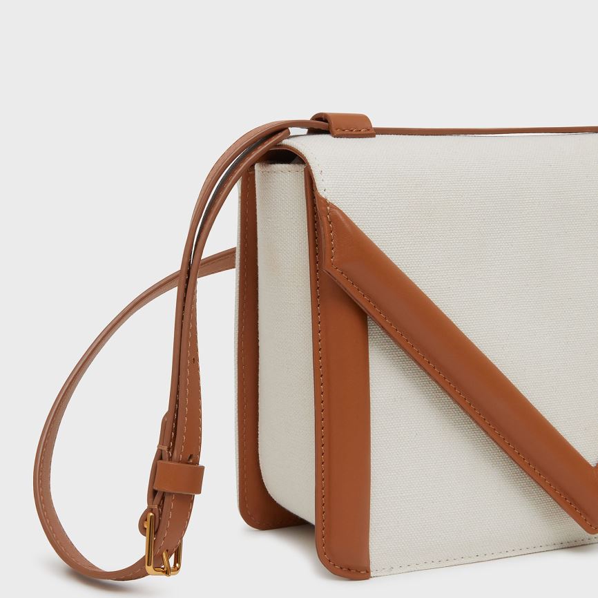 Torba Crossbody Damskie Mansur Gavriel M Frame Box Białe Brązowe | 027-BUIWFR