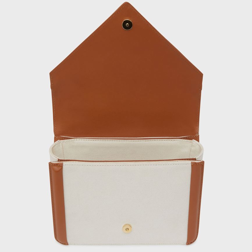 Torba Crossbody Damskie Mansur Gavriel M Frame Box Białe Brązowe | 027-BUIWFR