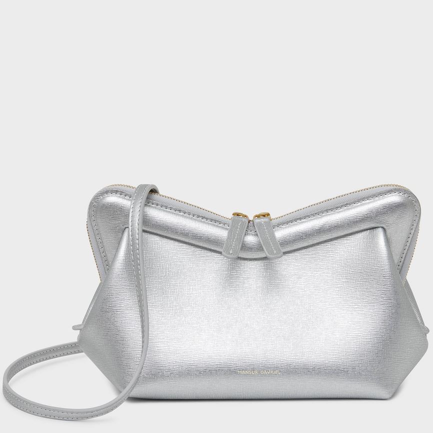 Torba Crossbody Damskie Mansur Gavriel Mini M Frame Srebrne | 490-QUEFRT