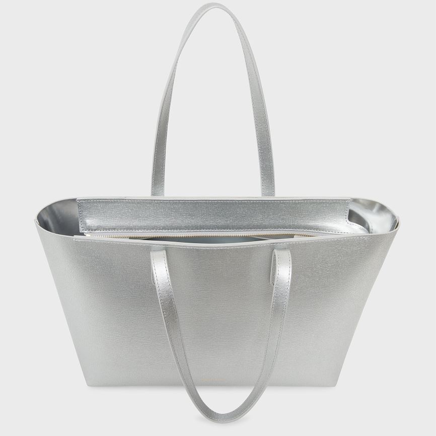 Torby Tote Damskie Mansur Gavriel Small Zip Srebrne | 036-ZEPOXK