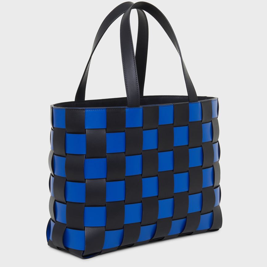 Torby Tote Damskie Mansur Gavriel Upcycled Woven Niebieskie Czarne | 157-PEWTZD