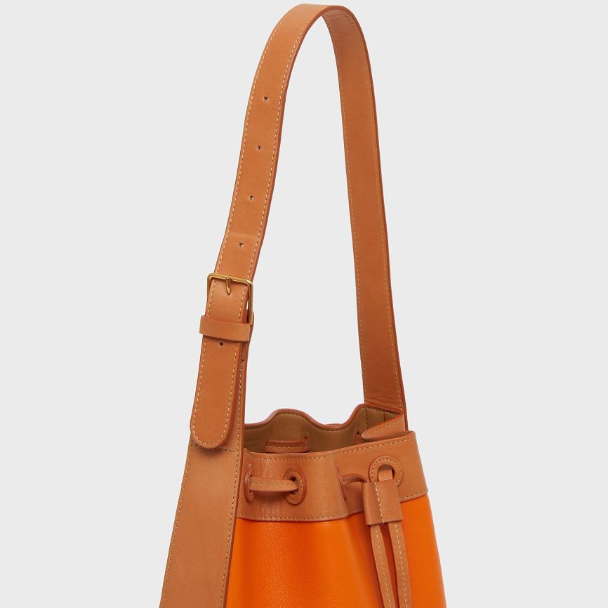 Torebka Bucket Bag Damskie Mansur Gavriel Block Pomarańczowe Brązowe | 056-OSVBGM