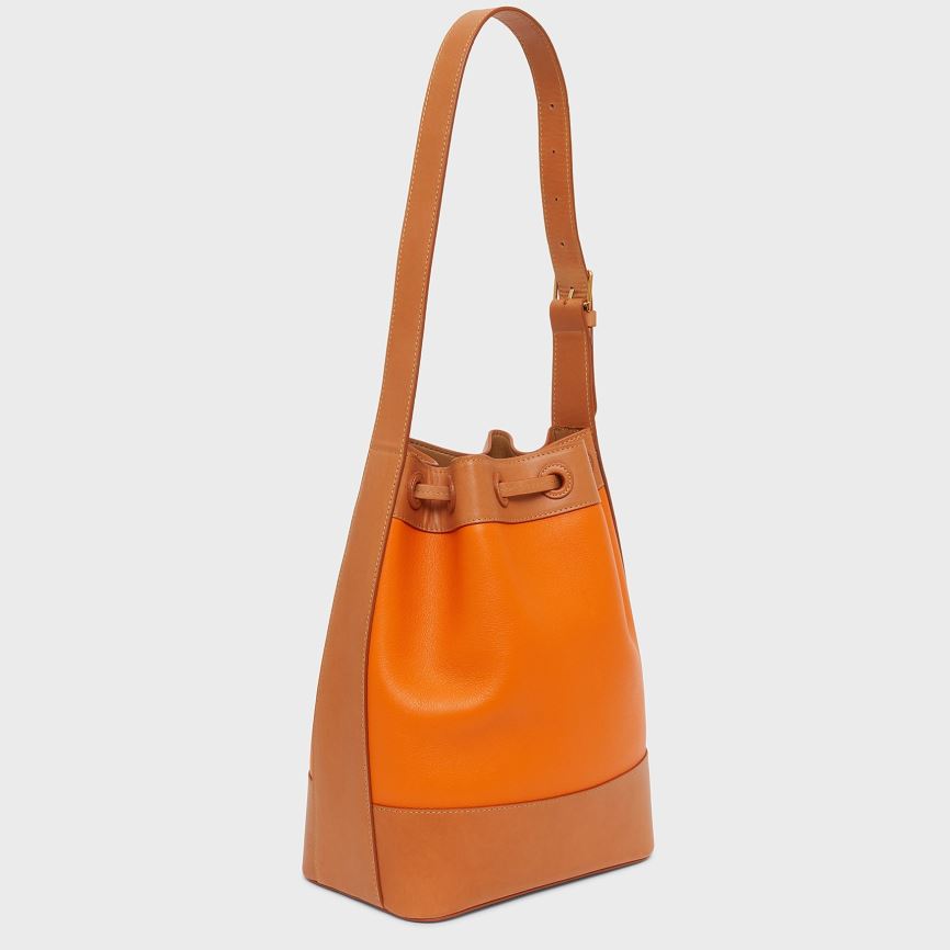 Torebka Bucket Bag Damskie Mansur Gavriel Block Pomarańczowe Brązowe | 056-OSVBGM