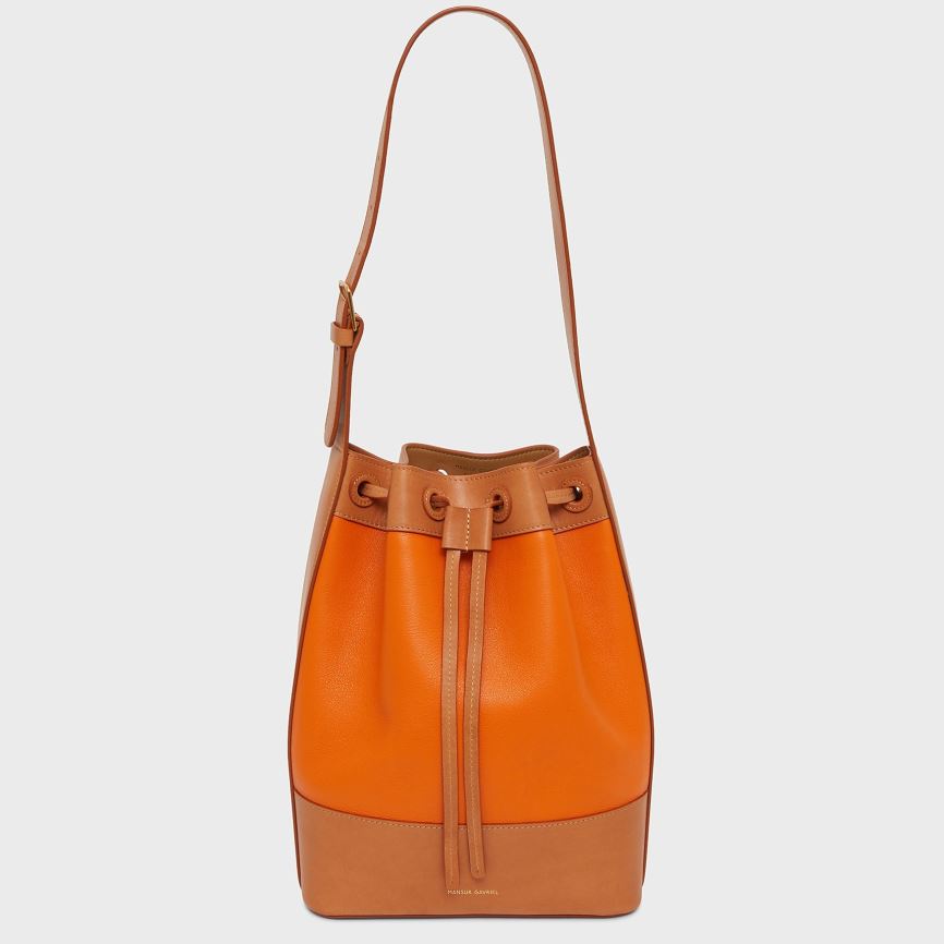 Torebka Bucket Bag Damskie Mansur Gavriel Block Pomarańczowe Brązowe | 056-OSVBGM