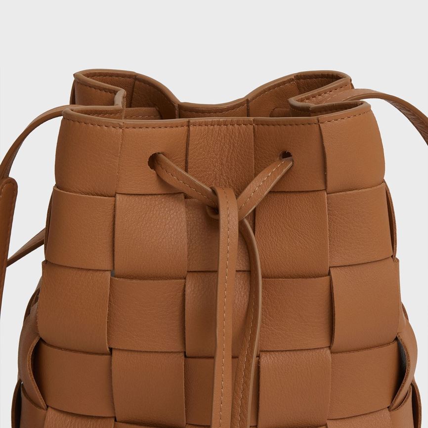 Torebka Bucket Bag Damskie Mansur Gavriel Upcycled Woven Mini Brązowe | 056-UWXGMC