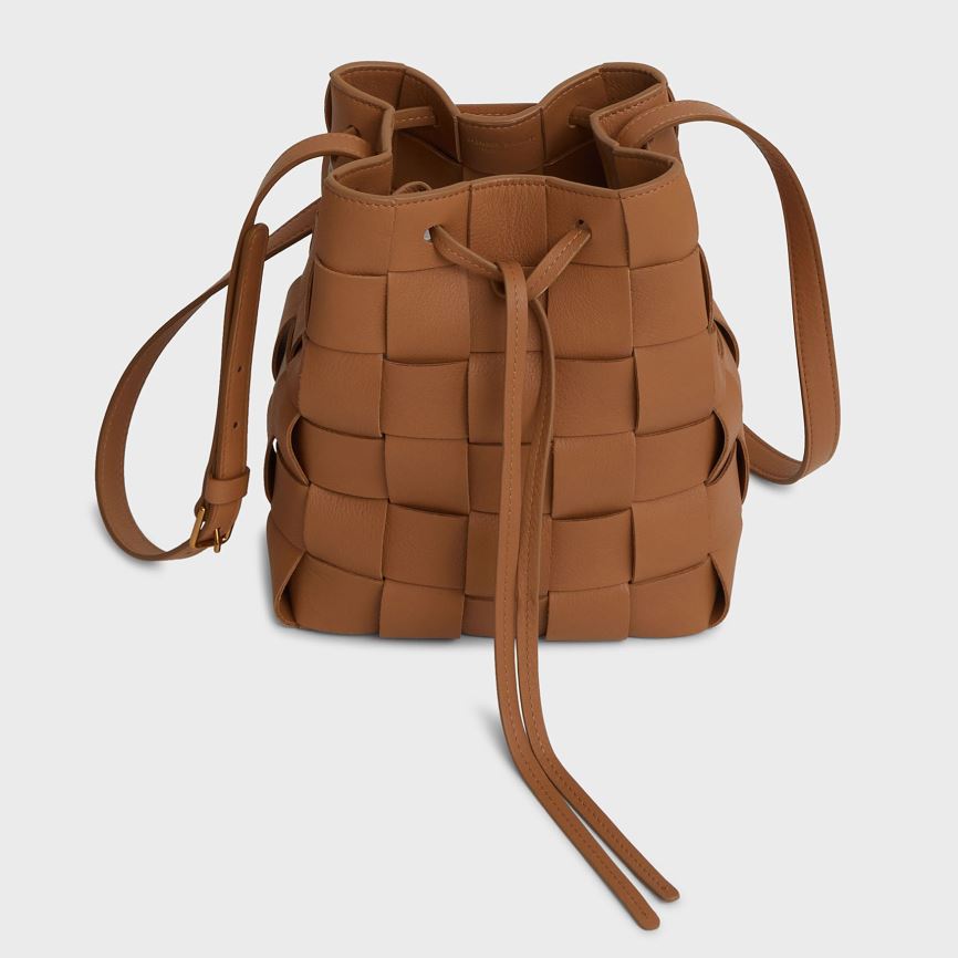 Torebka Bucket Bag Damskie Mansur Gavriel Upcycled Woven Mini Brązowe | 056-UWXGMC