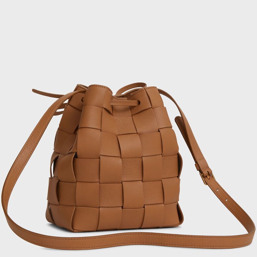 Torebka Bucket Bag Damskie Mansur Gavriel Upcycled Woven Mini Brązowe | 056-UWXGMC