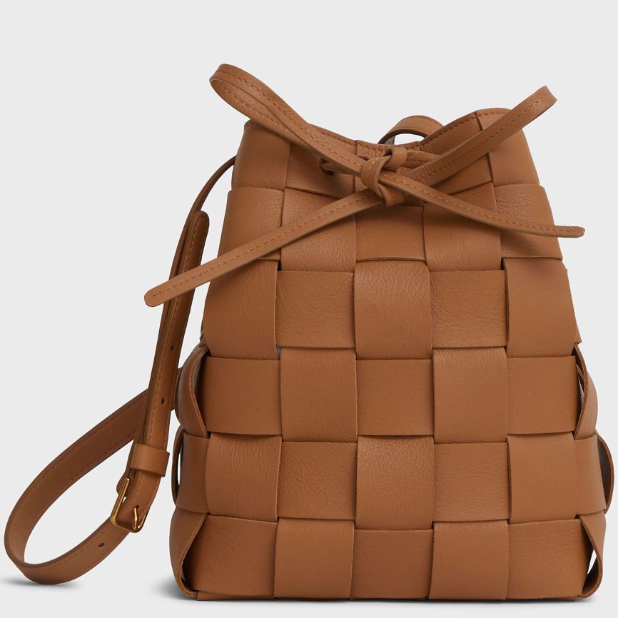 Torebka Bucket Bag Damskie Mansur Gavriel Upcycled Woven Mini Brązowe | 056-UWXGMC
