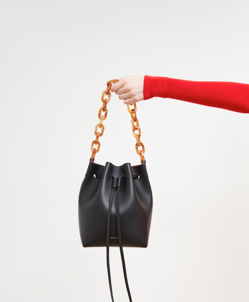 Torebka Bucket Bag Damskie Mansur Gavriel Twist Mini Czarne | 183-HSYPBI