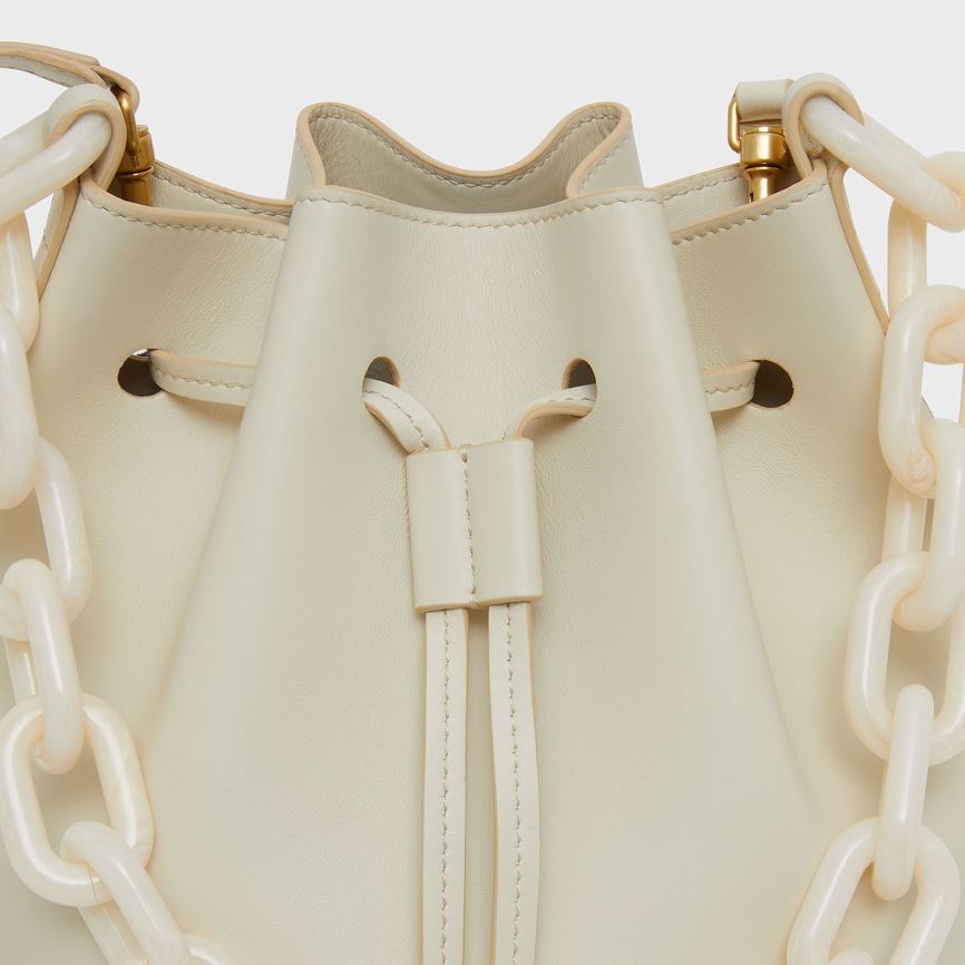 Torebka Bucket Bag Damskie Mansur Gavriel Twist Mini Kremowe | 214-LRXTIH