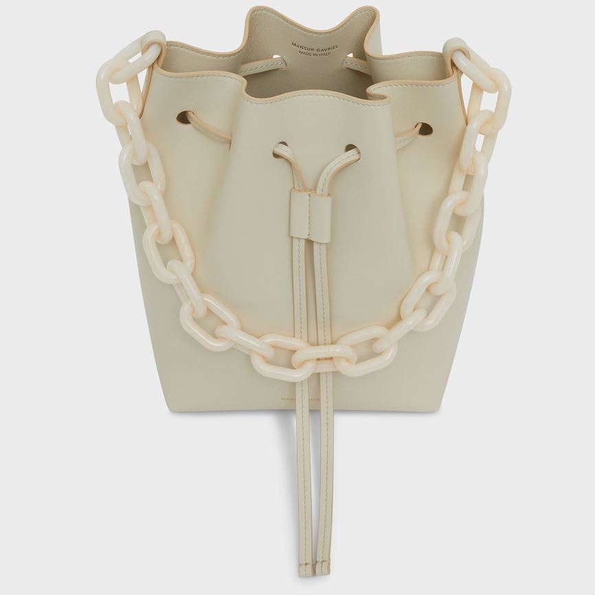 Torebka Bucket Bag Damskie Mansur Gavriel Twist Mini Kremowe | 214-LRXTIH